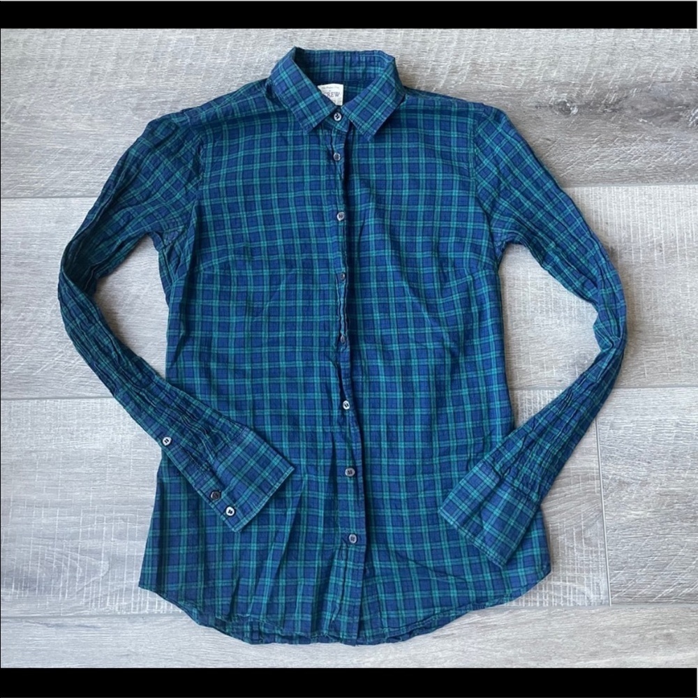 J. Crew Factory Classic Button-Down Shirt in Suckered Plaid Size XXS